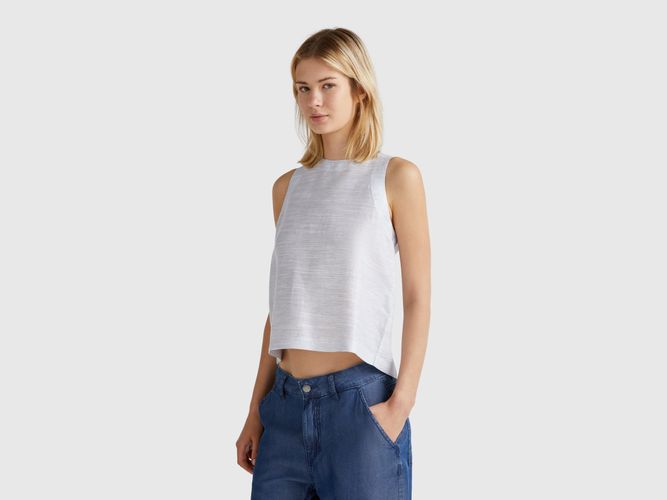 Benetton, Blouse Rayée En Lin Mélangé, taille L, Bleu Horizon - United Colors of Benetton - Modalova