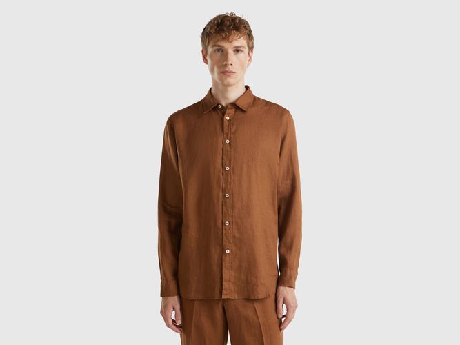 Benetton, Chemise En Pur Lin, taille XXL, Marron - United Colors of Benetton - Modalova