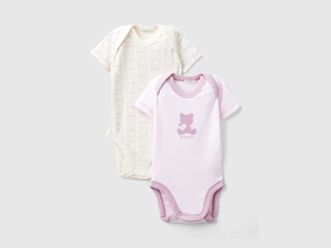 Benetton, Due Body A Manica Corta In Cotone Bio, taglia 56, Rosa Tenue, Bambini - United Colors of Benetton - Modalova