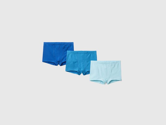 Benetton, Tre Boxer In Cotone Elasticizzato, taglia 2XL, Bluette, Bambini - United Colors of Benetton - Modalova