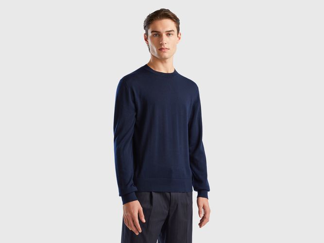 Benetton, Pull Bleu Foncé En Pure Laine Mérinos, taille XXL, Bleu Foncé - United Colors of Benetton - Modalova