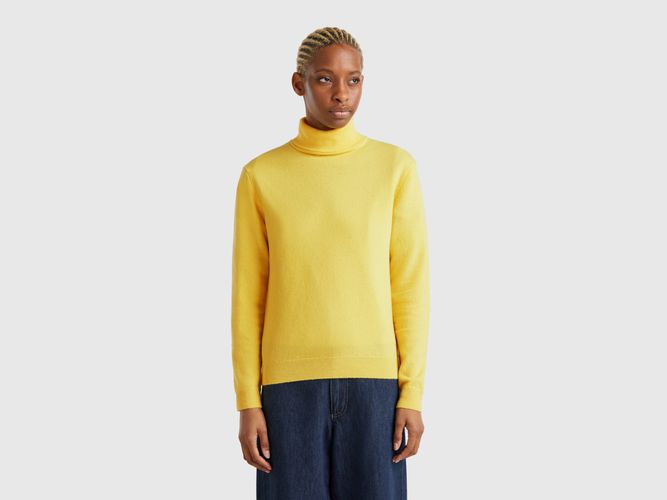 Benetton, Pull Jaune À Col Montant En Pure Laine Mérinos, taille L, Jaune - United Colors of Benetton - Modalova