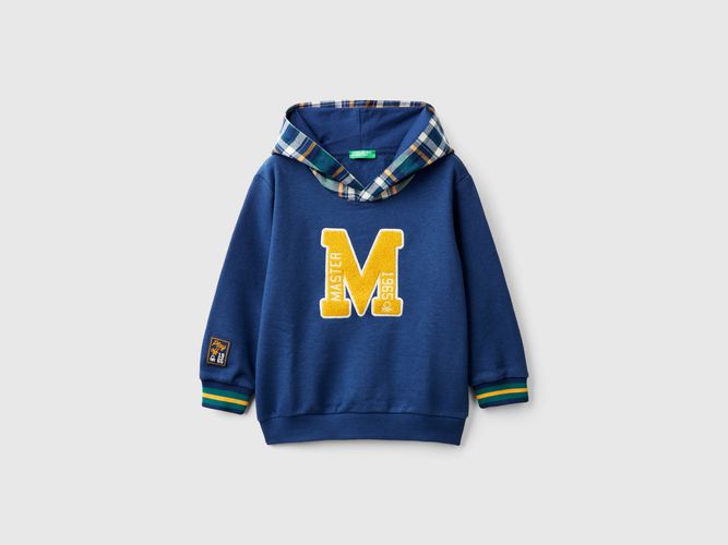 Benetton, Felpa Con Cappuccio Tartan, taglia 116, Blu, Bambini - United Colors of Benetton - Modalova