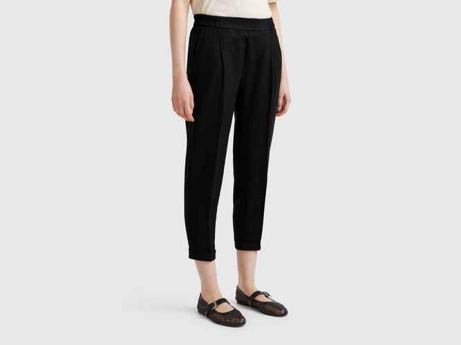 Benetton, Pantalon Court En 100% Lin, taille L, Noir - United Colors of Benetton - Modalova
