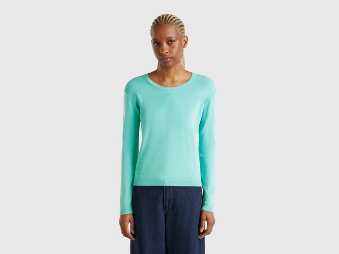 Benetton, Pull À Col Rond En Pur Coton, taille L, Bleu Vert - United Colors of Benetton - Modalova