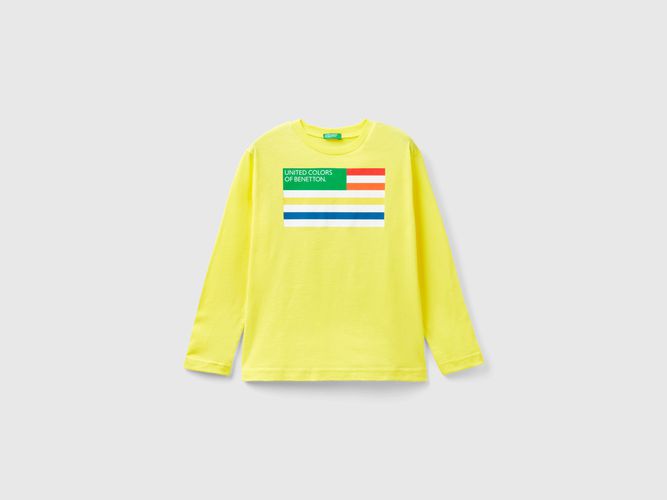 Benetton, T-shirt Manica Lunga In Cotone Bio, taglia 3XL, Giallo, Bambini - United Colors of Benetton - Modalova