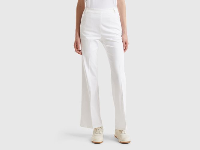 Benetton, Pantalon Pattes D'eph En Coton Stretch, taille, Blanc - United Colors of Benetton - Modalova