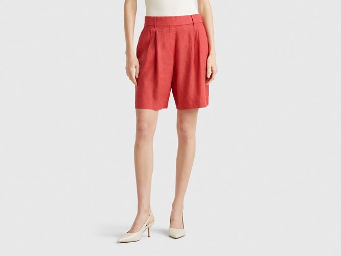Benetton, Bermuda 100% Lin, taille M, Rouge Brique - United Colors of Benetton - Modalova
