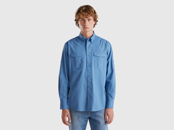 Benetton, Chemise Ajustée Boutonnée, taille XXL, Bleu Clair - United Colors of Benetton - Modalova