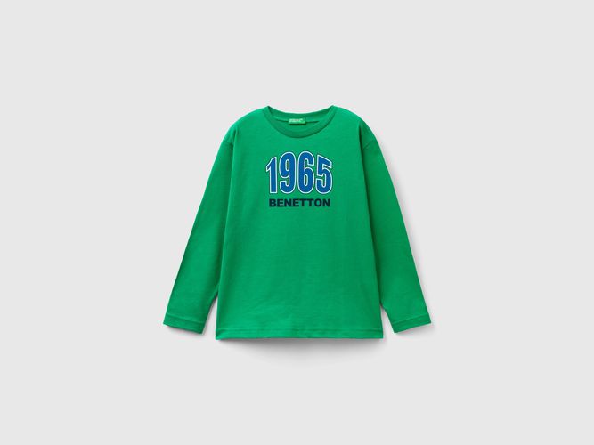 Benetton, T-shirt Manica Lunga In Cotone Bio, taglia S, Verde, Bambini - United Colors of Benetton - Modalova