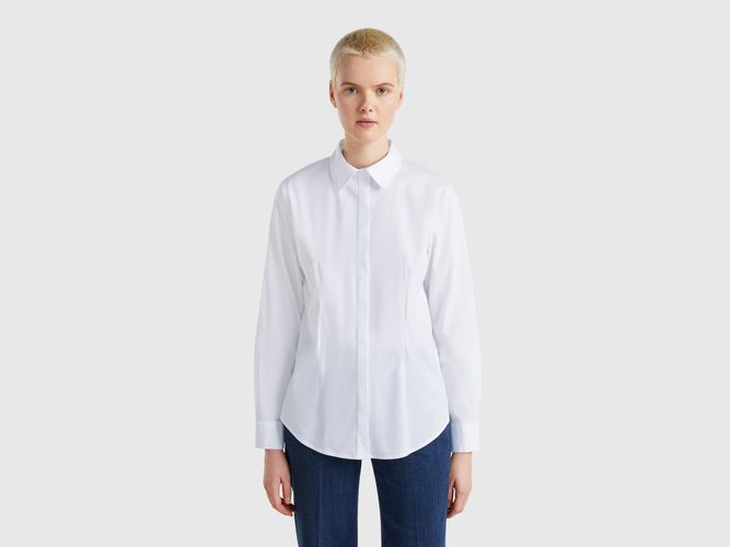 Benetton, Chemise En Coton Mélangé Extensible, taille L, Blanc - United Colors of Benetton - Modalova