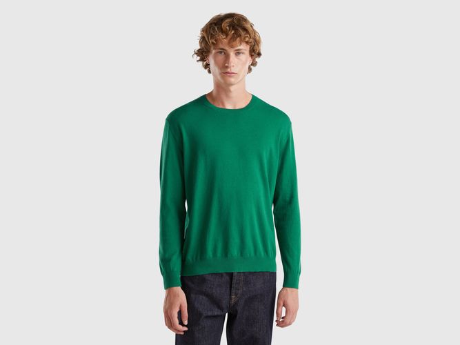 Benetton, Pull Léger À Col Rond En Coton Mélangé, taille M, Vert Foncé - United Colors of Benetton - Modalova