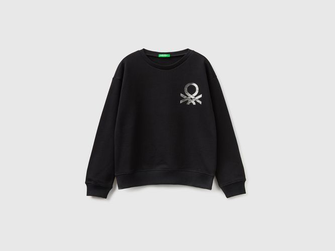 Benetton, Felpa 100% Cotone Con Logo, taglia S, Nero, Bambini - United Colors of Benetton - Modalova
