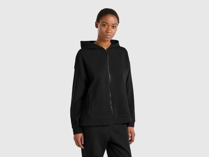 Benetton, Sweat 100% Coton Avec Zip Et Capuche, taille M, Noir - United Colors of Benetton - Modalova