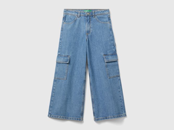 Benetton, Jeans Cargo Wide Fit, taglia L, Blu Chiaro, Bambini - United Colors of Benetton - Modalova