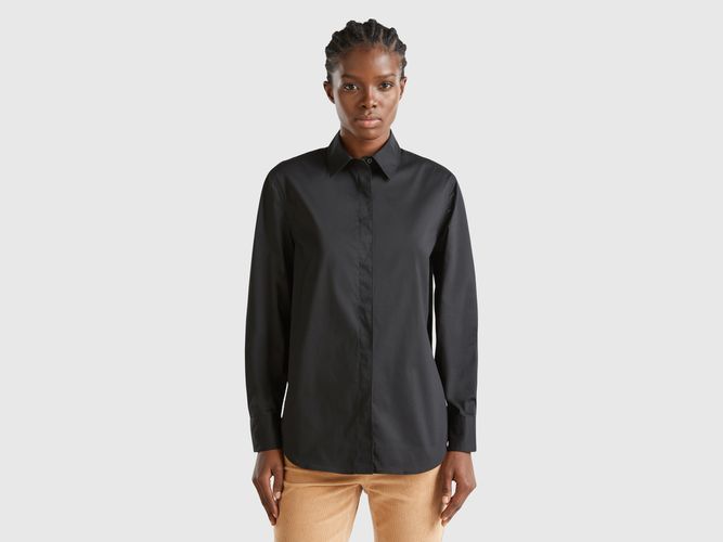 Benetton, Chemise En Coton Mélangé Stretch, taille L, Noir - United Colors of Benetton - Modalova