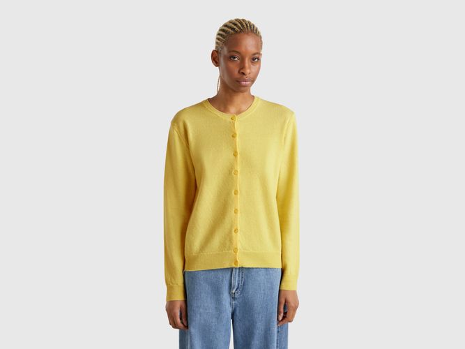 Benetton, Gilet Jaune À Col Rond En Pure Laine Mérinos, taille L, Jaune - United Colors of Benetton - Modalova