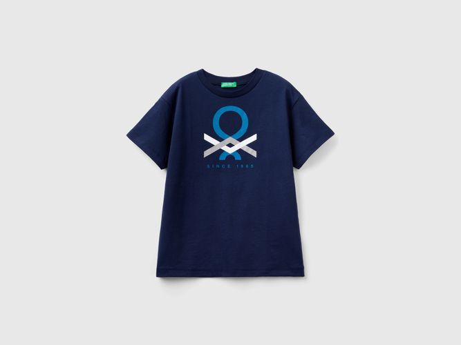 Benetton, T-shirt 100% Cotone Bio, taglia XL, Blu Scuro, Bambini - United Colors of Benetton - Modalova