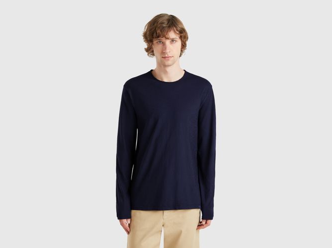 Benetton, T-shirt À Manches Longues En 100% Coton, taille XXL, Bleu Foncé - United Colors of Benetton - Modalova