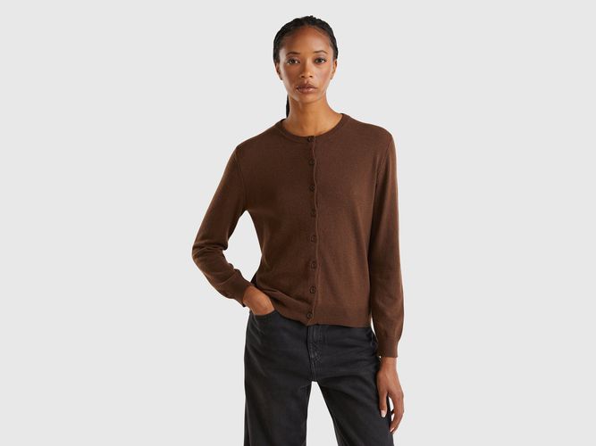 Benetton, Gilet Marron Foncé En Mélange De Laine Et De Cachemire, taille XS, Marron Foncé - United Colors of Benetton - Modalova