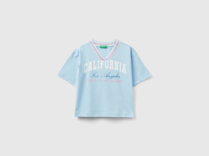 Benetton, T-shirt Boxy Fit Stile College, taglia M, Celeste, Bambini - United Colors of Benetton - Modalova