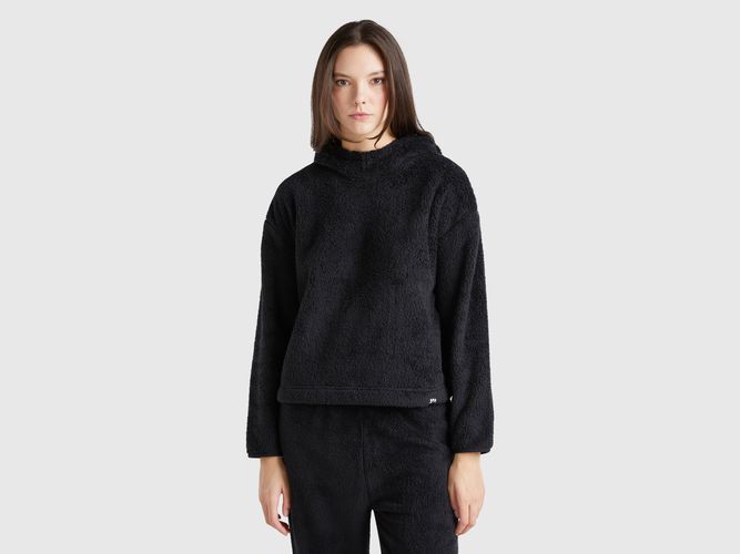 Benetton, Pull À Capuche En Fourrure Synthétique, taille L, Noir - United Colors of Benetton - Modalova