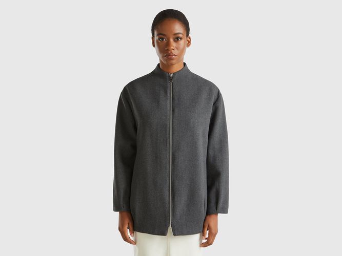 Benetton, Bomber En Laine Mélangée, taille L, Gris Foncé - United Colors of Benetton - Modalova