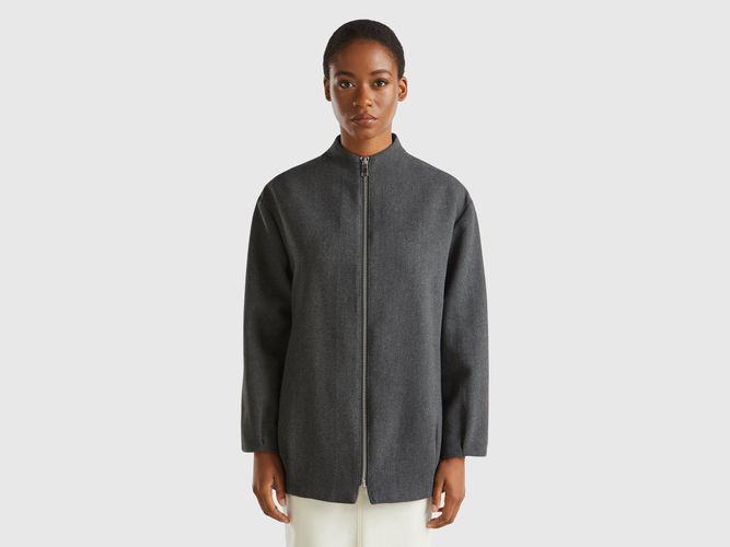 Benetton, Bomber En Laine Mélangée, taille S, Gris Foncé - United Colors of Benetton - Modalova