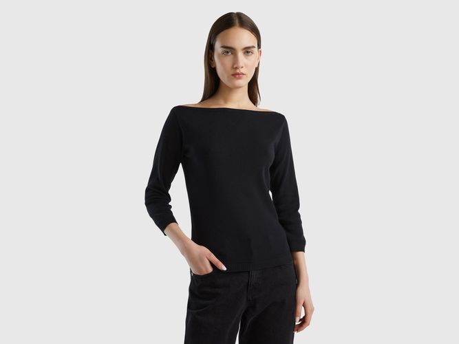 Benetton Online exclusive, Pull 100 % Coton À Encolure Bateau, taille L, Noir - United Colors of Benetton - Modalova
