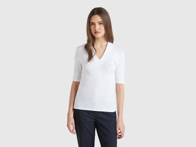 Benetton, T-shirt Coupe Slim En Coton Longues Fibres, taille L, Blanc - United Colors of Benetton - Modalova