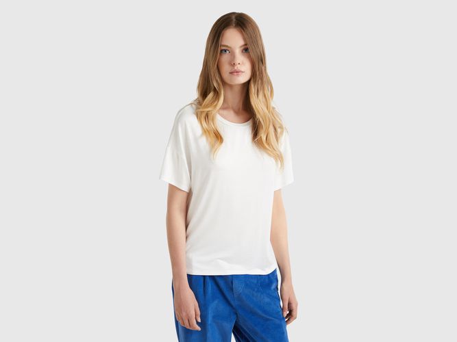 Benetton, T-shirt En Viscose Stretch, taille L, Crème - United Colors of Benetton - Modalova