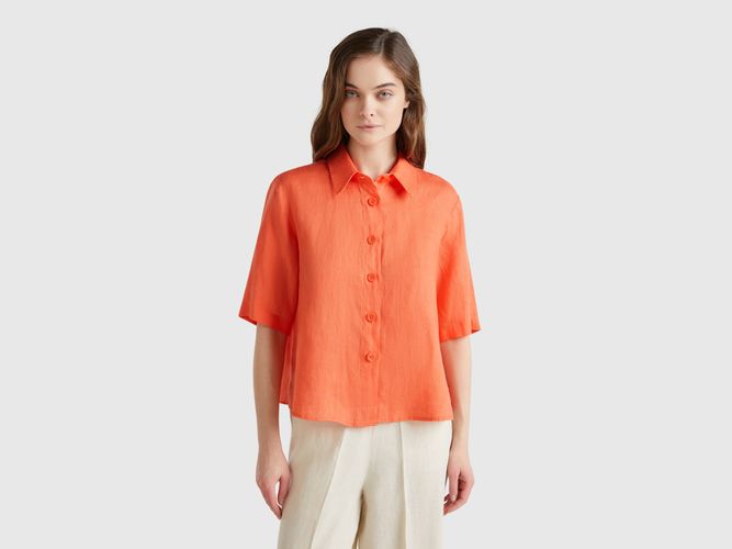 Benetton, Chemise Courte En Pur Lin, taille L - United Colors of Benetton - Modalova