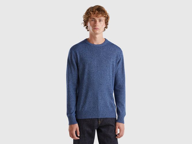 Benetton, Pull Col Rond En Mélange De Laine Et Cachemire, taille XXL, Bleu - United Colors of Benetton - Modalova