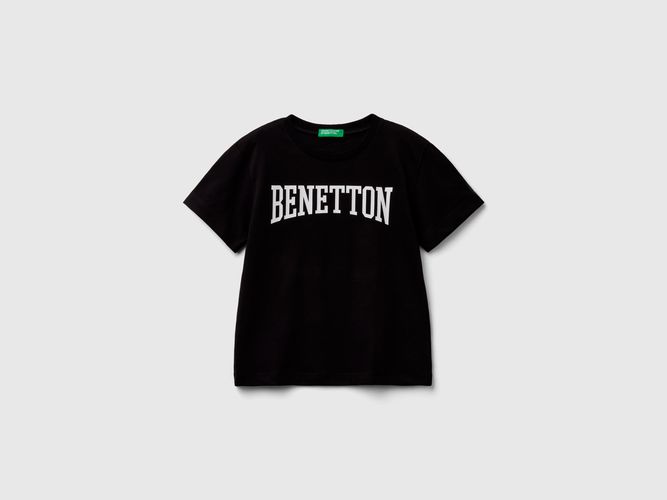 Benetton, T-shirt 100% Cotone Con Logo, taglia 116, Nero, Bambini - United Colors of Benetton - Modalova