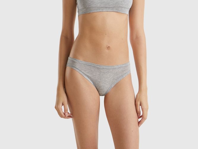 Benetton, Culotte Taille Basse En Coton Bio Super Stretch, taille OS, Gris Clair - United Colors of Benetton - Modalova