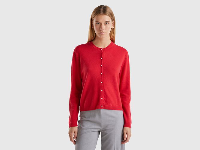 Benetton, Cardigan Prune En Pure Laine Mérinos, taille L, Rouge - United Colors of Benetton - Modalova