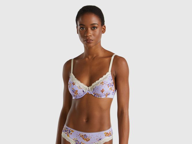 Benetton, Soutien-gorge En Charmeuse À Imprimé Fleurs, taille 100, Lilas - United Colors of Benetton - Modalova