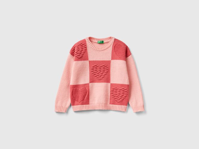 Benetton, Maglia A Scacchi Con Cuori, taglia 104, Rosa, Bambini - United Colors of Benetton - Modalova