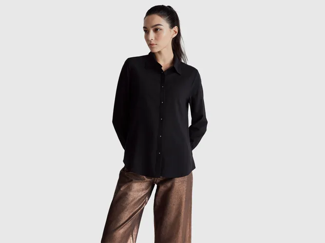 Benetton, Chemise En Crêpe, Taille: XS, Noir - United Colors of Benetton - Modalova