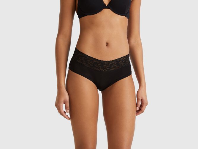 Benetton, Culotte Avec Bord En Dentelle, taille M-L, Noir - United Colors of Benetton - Modalova