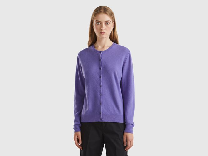 Benetton, Gilet Col Rond Violet En Pure Laine Mérinos, taille M - United Colors of Benetton - Modalova