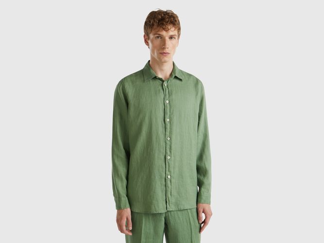 Benetton, Chemise En Pur Lin, taille S, Vert - United Colors of Benetton - Modalova