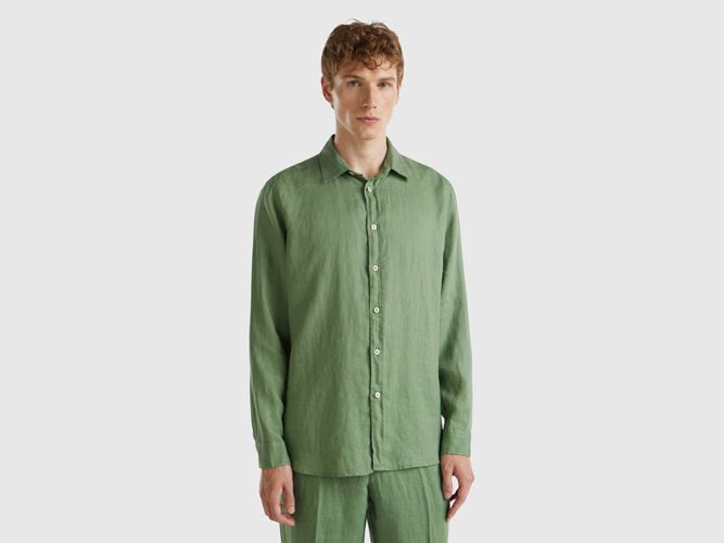 Benetton, Chemise En Pur Lin, taille XXL, Vert - United Colors of Benetton - Modalova