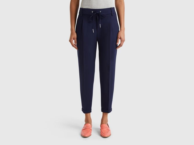 Benetton, Pantalon Uni À Cordon De Serrage, taille L, Bleu Foncé - United Colors of Benetton - Modalova