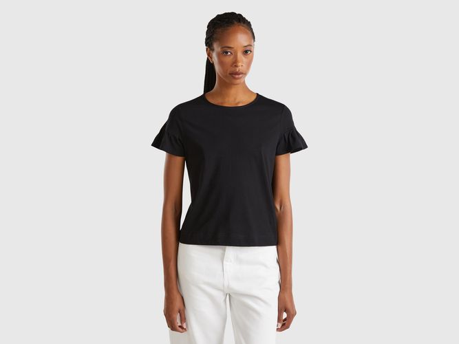 Benetton, T-shirt Con Manica Rouches, taglia S, Nero, Donna - United Colors of Benetton - Modalova