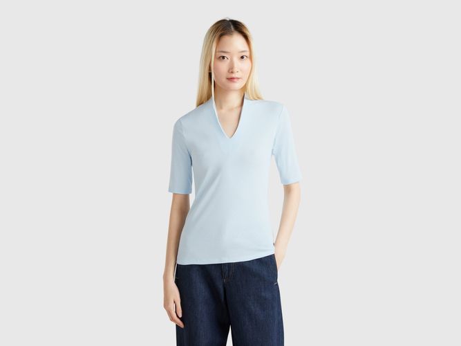 Benetton, T-shirt Coupe Slim En Coton Longues Fibres, taille M, Bleu Ciel - United Colors of Benetton - Modalova