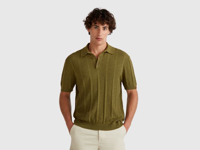 Benetton, Polo En Maille De Lin Mélangé, taille XXL, Kaki - United Colors of Benetton - Modalova