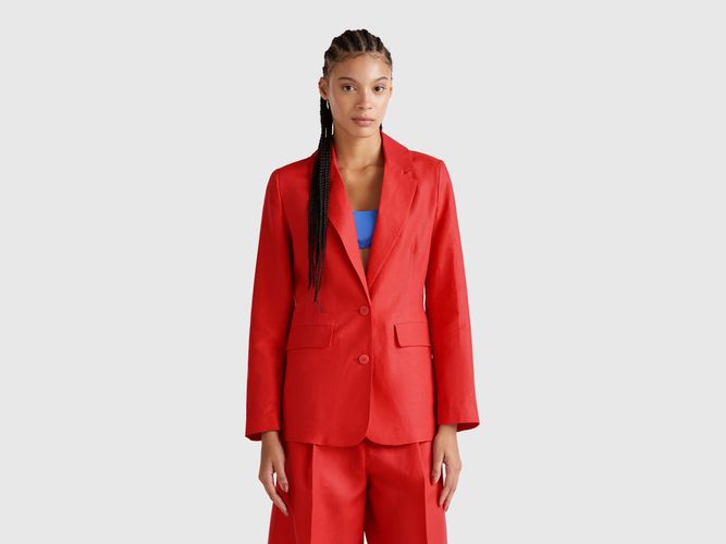 Benetton, Blazer En Lin Mélangé, taille, Rouge Brique - United Colors of Benetton - Modalova