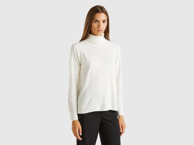 Benetton, Pull Crème À Col Montant En Mélange De Laine Et De Cachemire, taille L, Crème - United Colors of Benetton - Modalova