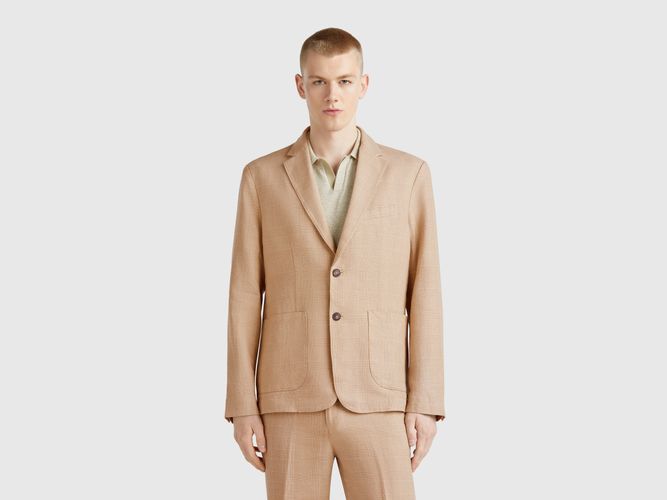 Benetton, Blazer Rayé En Lin Mélangé, taille 44, - United Colors of Benetton - Modalova